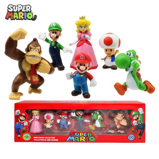 PVC Action Figures Super Mario Bros Set Met 6 Figuren Voor Kinderen