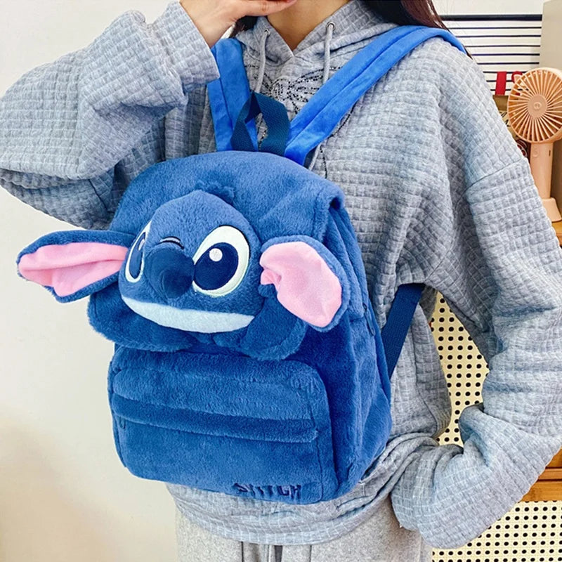 Kawaii Lilo En Stitch Pluche Rugzak – Schattig Cartoon Ontwerp Met Grote Capaciteit