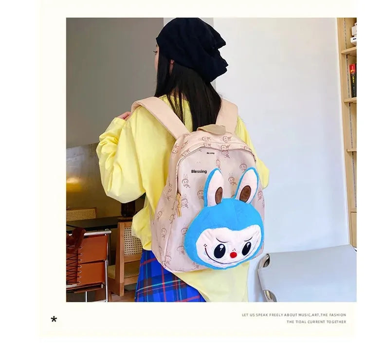 Labubu Schattige Cartoon Plush Rugzak – Perfect voor Kinderen Met Zipper Sluiting