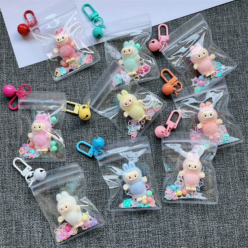 MINISO Cartoon LABUBU Sleutelhanger – Schattige Transparante Anime Accessoire