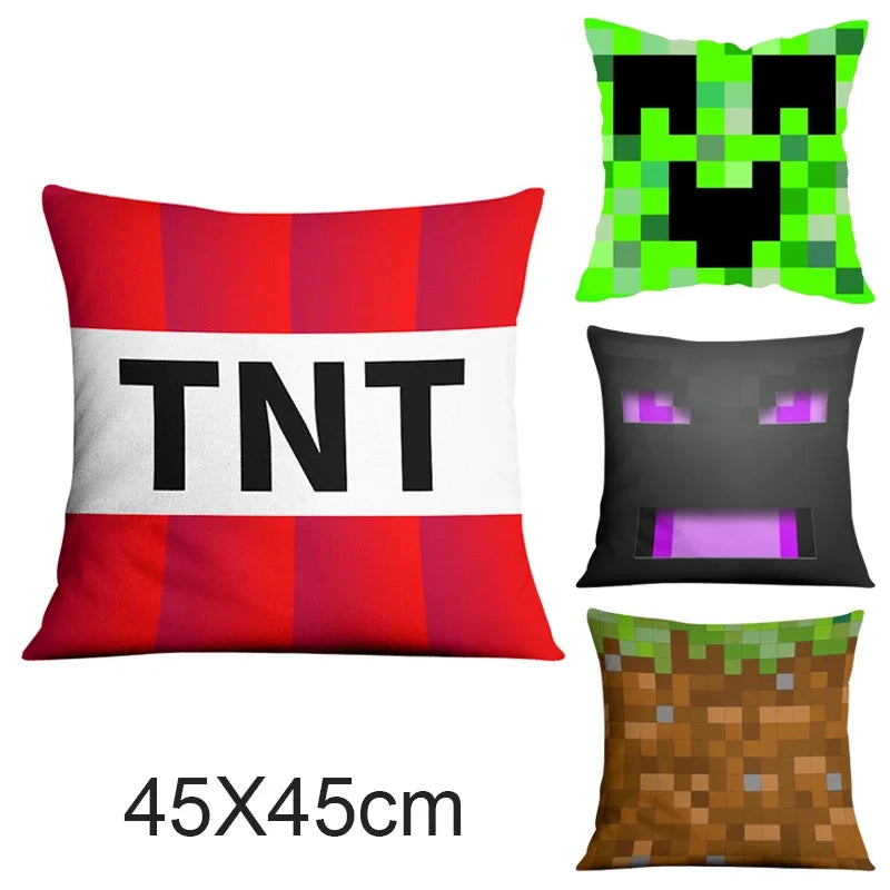 Kussensloop 45x45cm Minecraft Cartoon Stofzuigerbestendig Voor Sofa