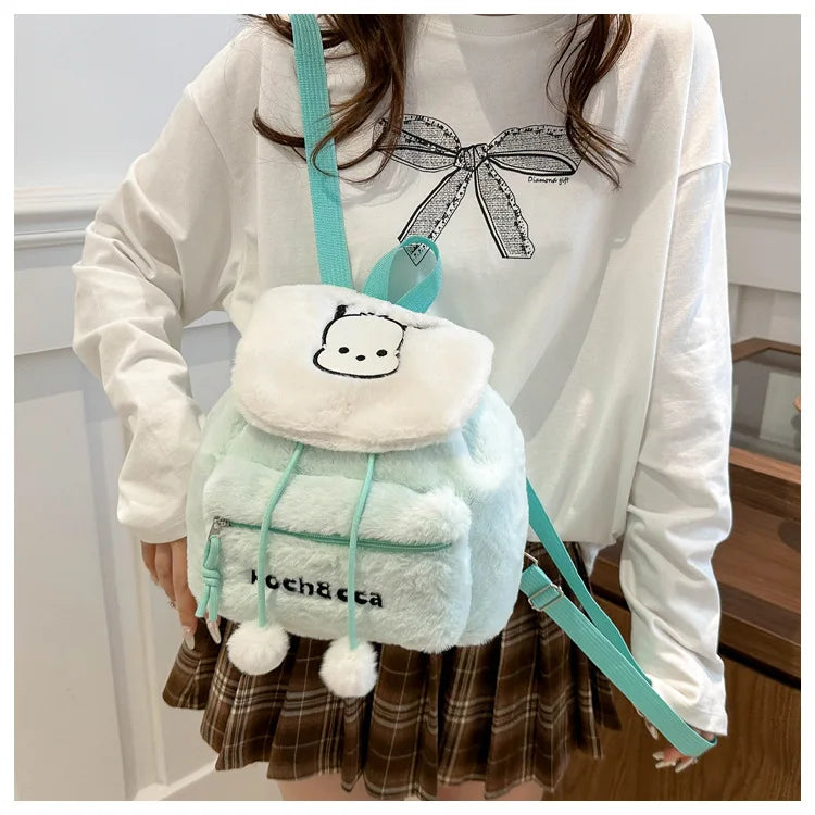 Kawaii My Melody Kuromi Hello Kitty Rugzak – Grote Inhoud en Pluche