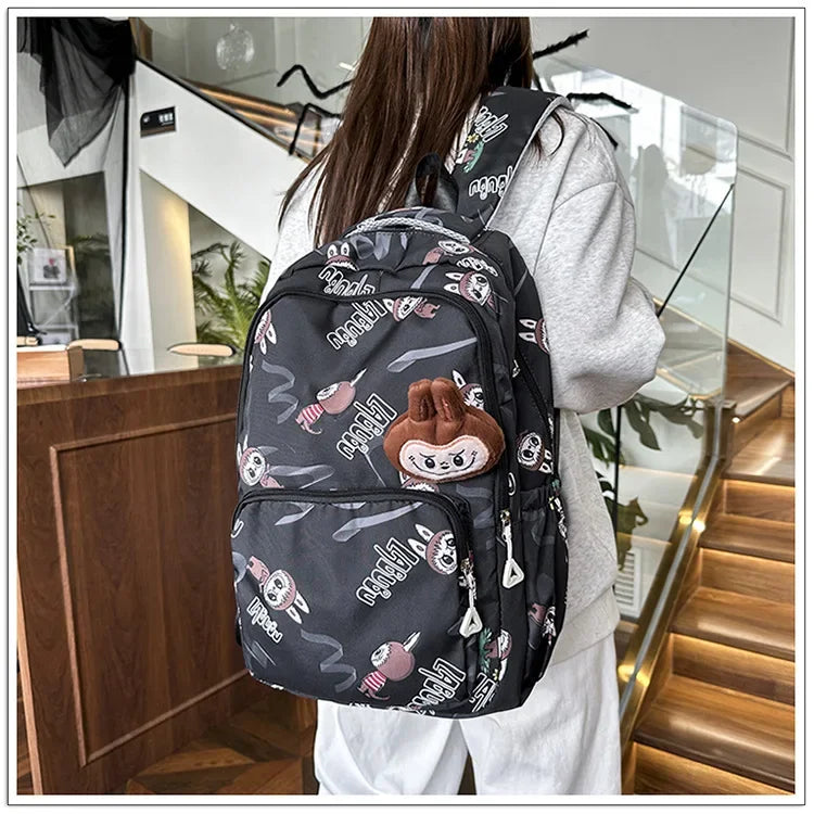 Labubu Cartoon Kinder Rugzak – Nylon Materiaal Boogriem