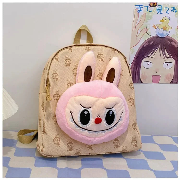 Labubu Schattige Cartoon Plush Rugzak – Perfect voor Kinderen Met Zipper Sluiting