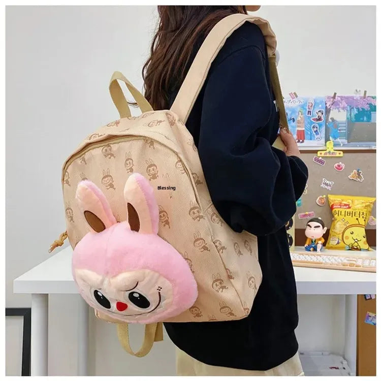 Labubu Schattige Cartoon Plush Rugzak – Perfect voor Kinderen Met Zipper Sluiting