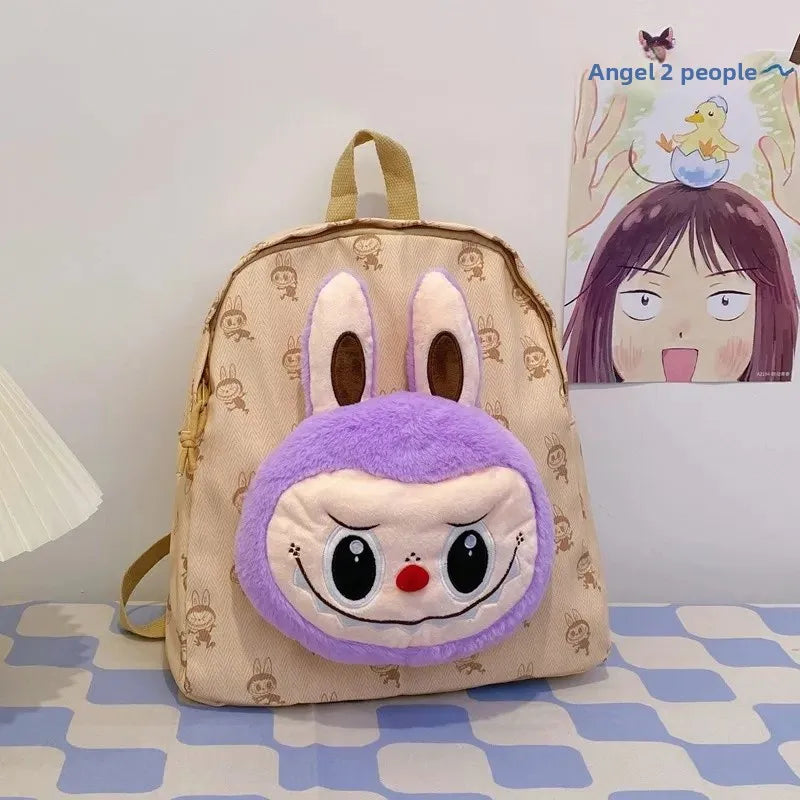 Labubu Schattige Cartoon Plush Rugzak – Perfect voor Kinderen Met Zipper Sluiting