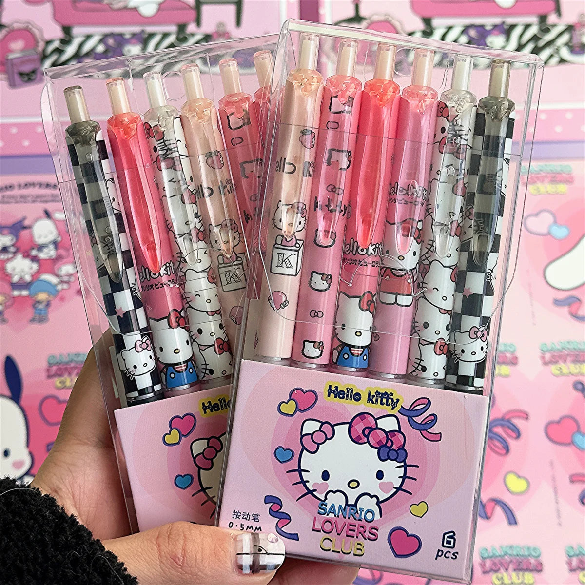 Gelpennen Set Sanrio Hello Kitty & Kuromi, Leuke 6-delig 0.5mm