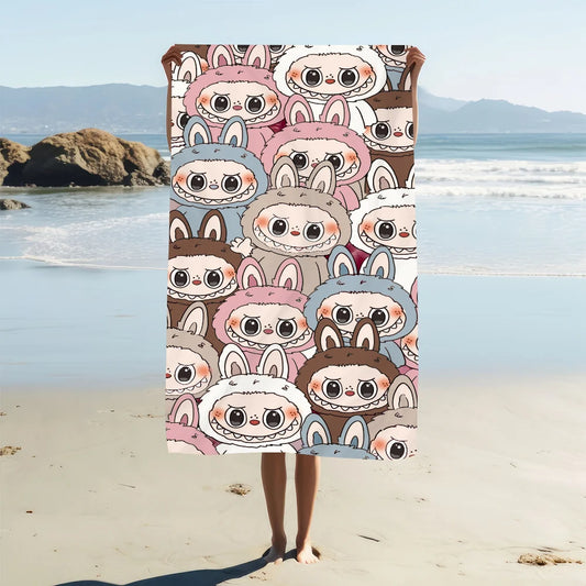 Snelle Droog Strandhanddoek Labubu Voor Comfortabele Buitenactiviteiten