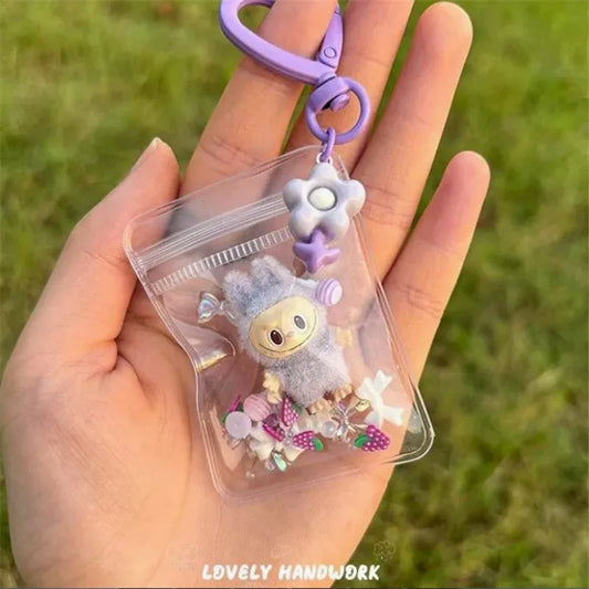 MINISO Cartoon LABUBU Sleutelhanger – Schattige Transparante Anime Accessoire