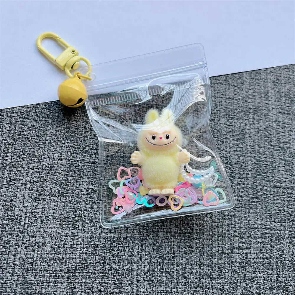 MINISO Cartoon LABUBU Sleutelhanger – Schattige Transparante Anime Accessoire