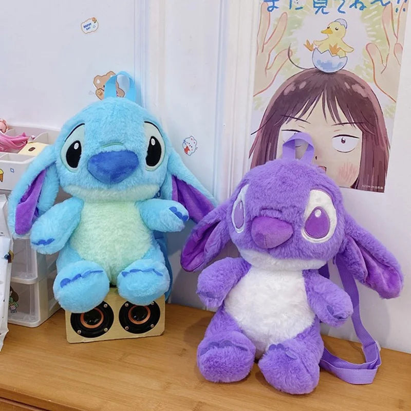 Kawaii Lilo En Stitch Pluche Rugzak – Schattig Cartoon Ontwerp Met Grote Capaciteit