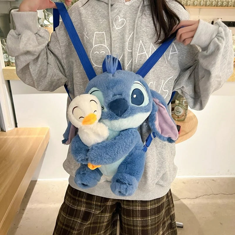 Kawaii Lilo En Stitch Pluche Rugzak – Schattig Cartoon Ontwerp Met Grote Capaciteit