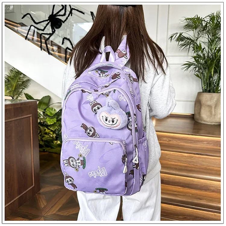 Labubu Cartoon Kinder Rugzak – Nylon Materiaal Boogriem