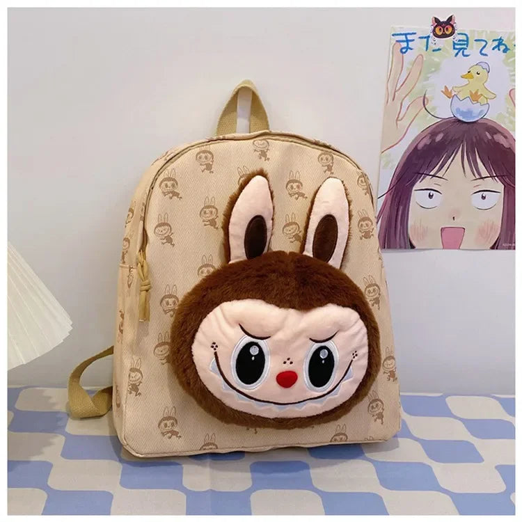 Labubu Schattige Cartoon Plush Rugzak – Perfect voor Kinderen Met Zipper Sluiting