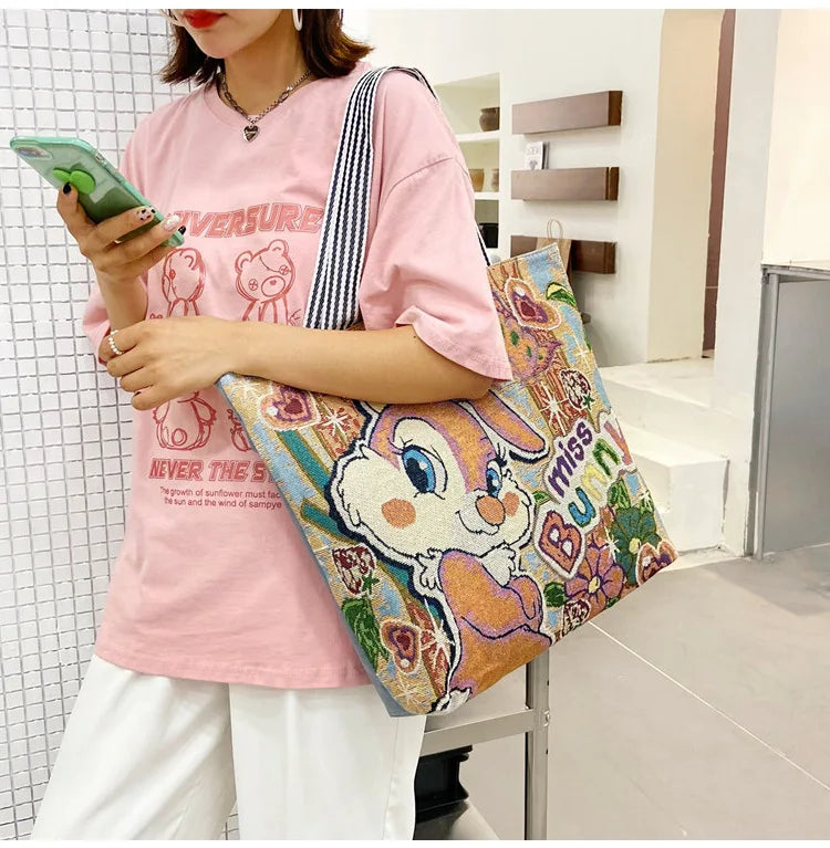 Disney Retro Canvas Schoudertas Lilo & Stitch, Winnie the Pooh – Ruime Capaciteit