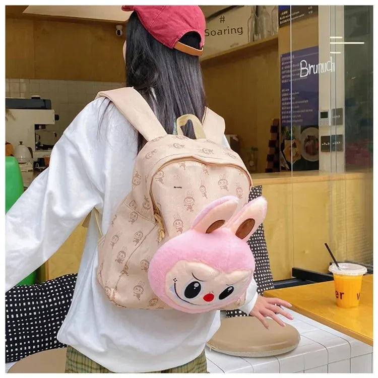 Labubu Schattige Cartoon Plush Rugzak – Perfect voor Kinderen Met Zipper Sluiting