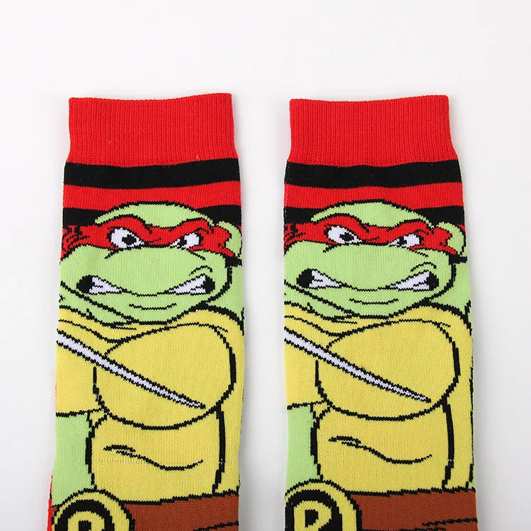 Teenage Mutant Ninja Turtles Katoenen Sokken – Trendy Anime Ontwerp voor Mannen