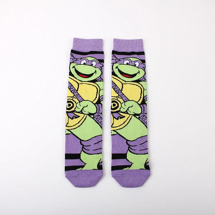 Teenage Mutant Ninja Turtles Katoenen Sokken – Trendy Anime Ontwerp voor Mannen