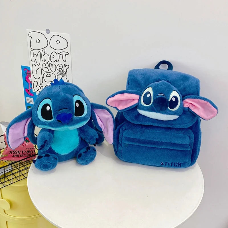 Kawaii Lilo En Stitch Pluche Rugzak – Schattig Cartoon Ontwerp Met Grote Capaciteit