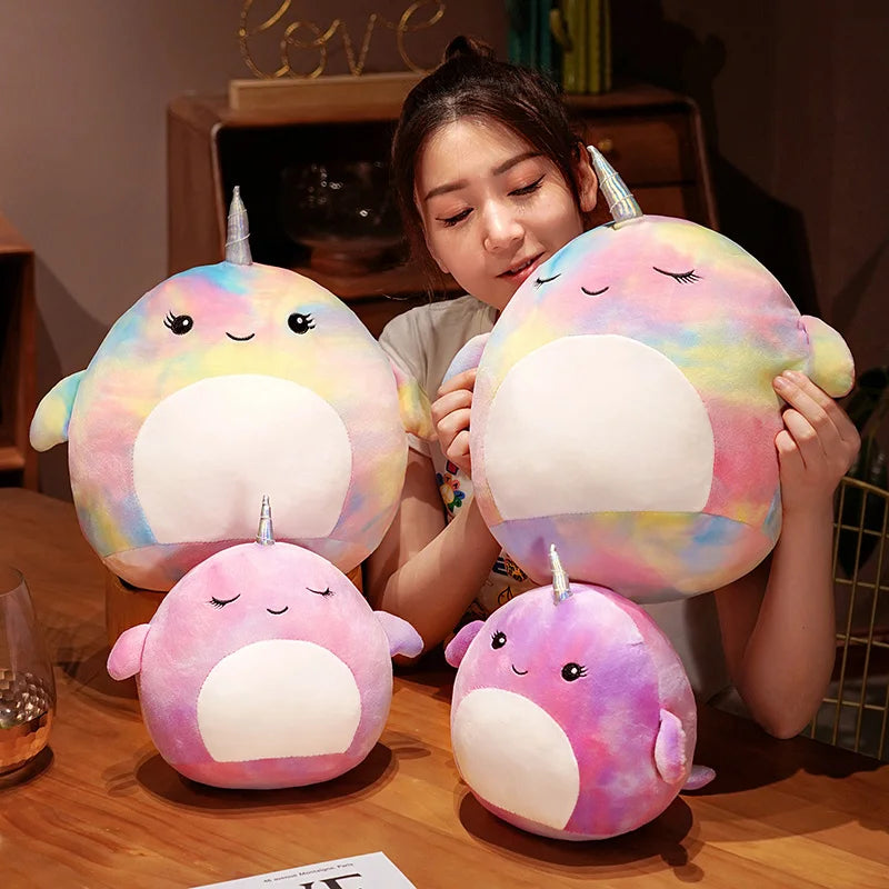 LGZAC Knuffelbare Kleurige Narwhal Pluche – Zacht en Schattig Cadeau voor Kinderen