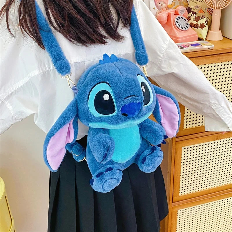Kawaii Lilo En Stitch Pluche Rugzak – Schattig Cartoon Ontwerp Met Grote Capaciteit