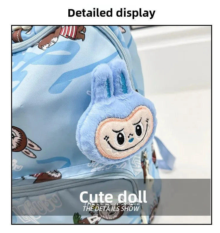 Labubu Cartoon Kinder Rugzak – Nylon Materiaal Boogriem