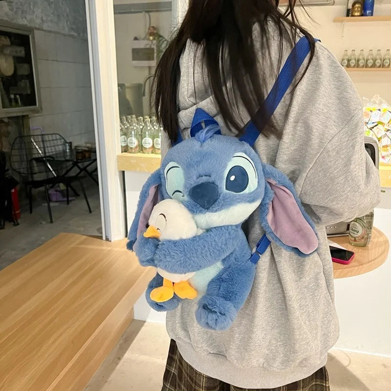 Kawaii Lilo En Stitch Pluche Rugzak – Schattig Cartoon Ontwerp Met Grote Capaciteit