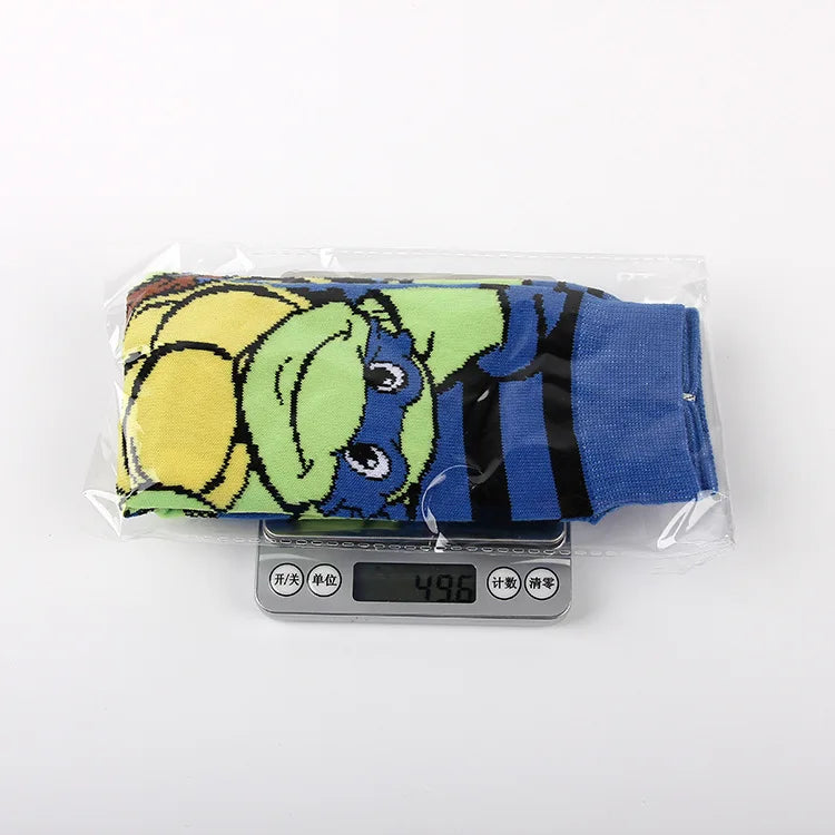 Teenage Mutant Ninja Turtles Katoenen Sokken – Trendy Anime Ontwerp voor Mannen
