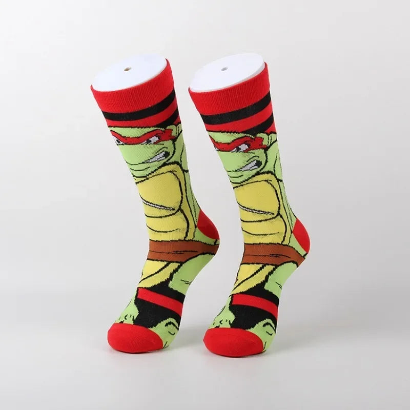 Teenage Mutant Ninja Turtles Katoenen Sokken – Trendy Anime Ontwerp voor Mannen