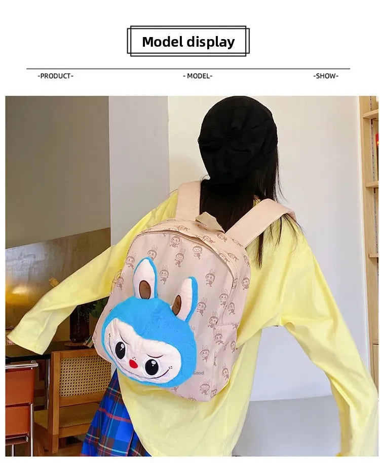 Labubu Schattige Cartoon Plush Rugzak – Perfect voor Kinderen Met Zipper Sluiting