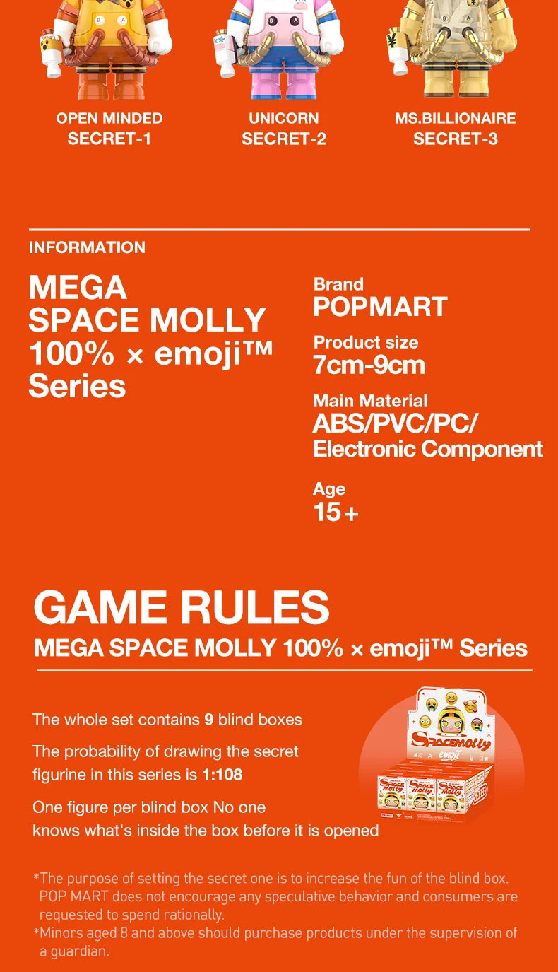 Officiële POP MART Mega Space Molly – Schattige Mystery Box Actiefiguur