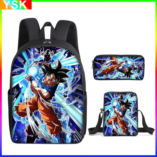 DragonGear 3 Stuks/set Dragon Ball 3D Print Cartoon Schooltassen – Perfecte Rugzak Voor Kids