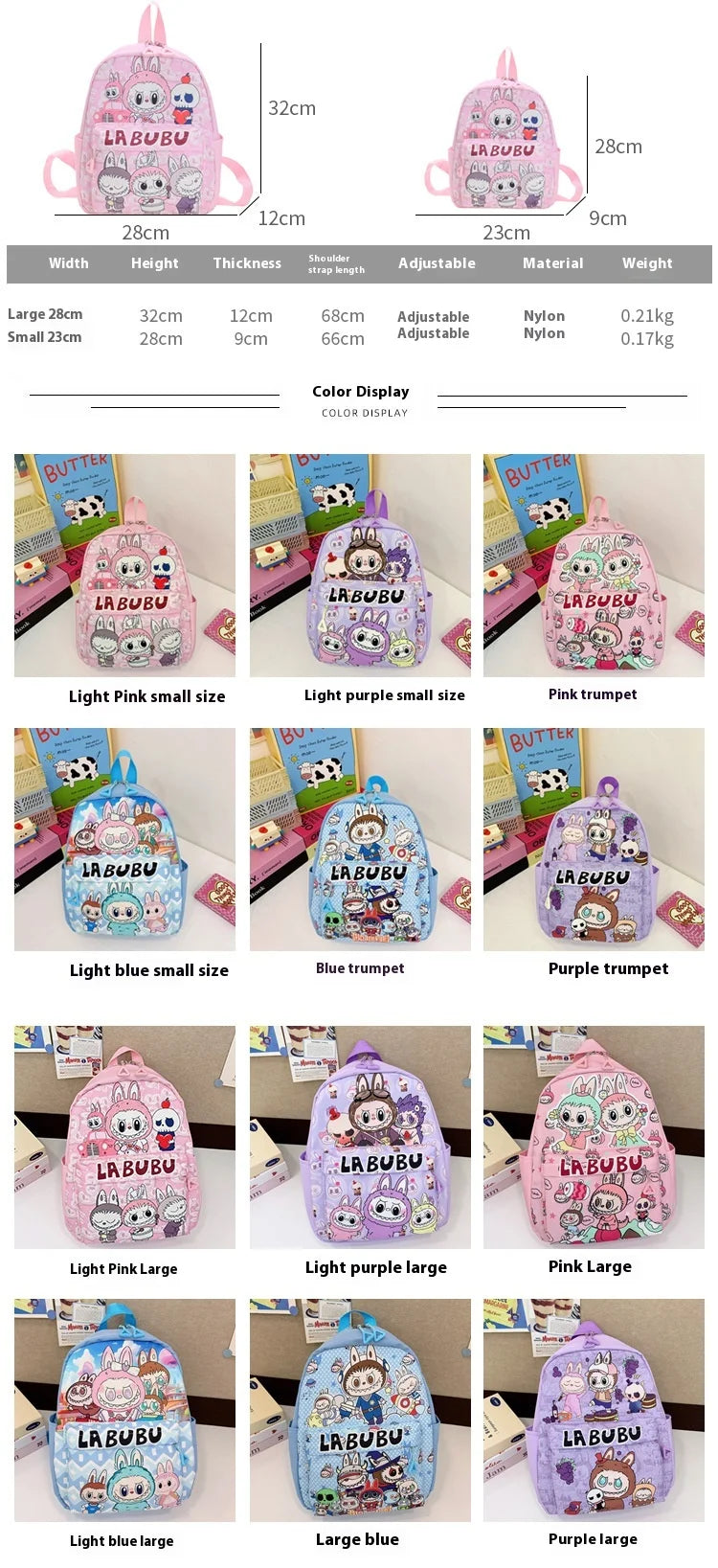 Kinderrugzak Met Schattige Cartoonprint Labubu En Grote Groot Capaciteit