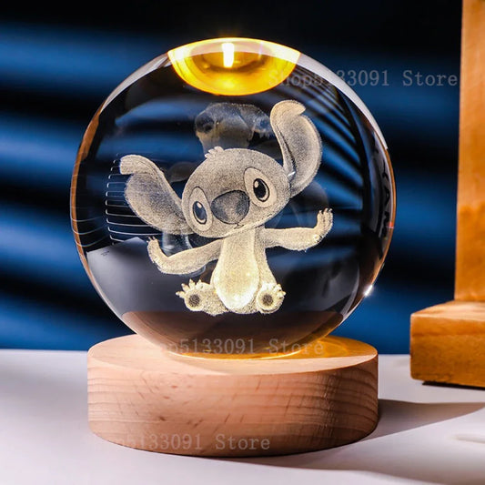 3D Kristallen Nachtlampje Pokémon Stitch Met Lasergravure