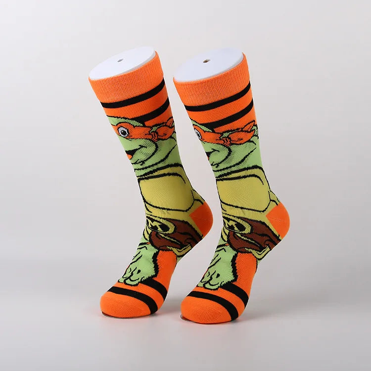 Teenage Mutant Ninja Turtles Katoenen Sokken – Trendy Anime Ontwerp voor Mannen