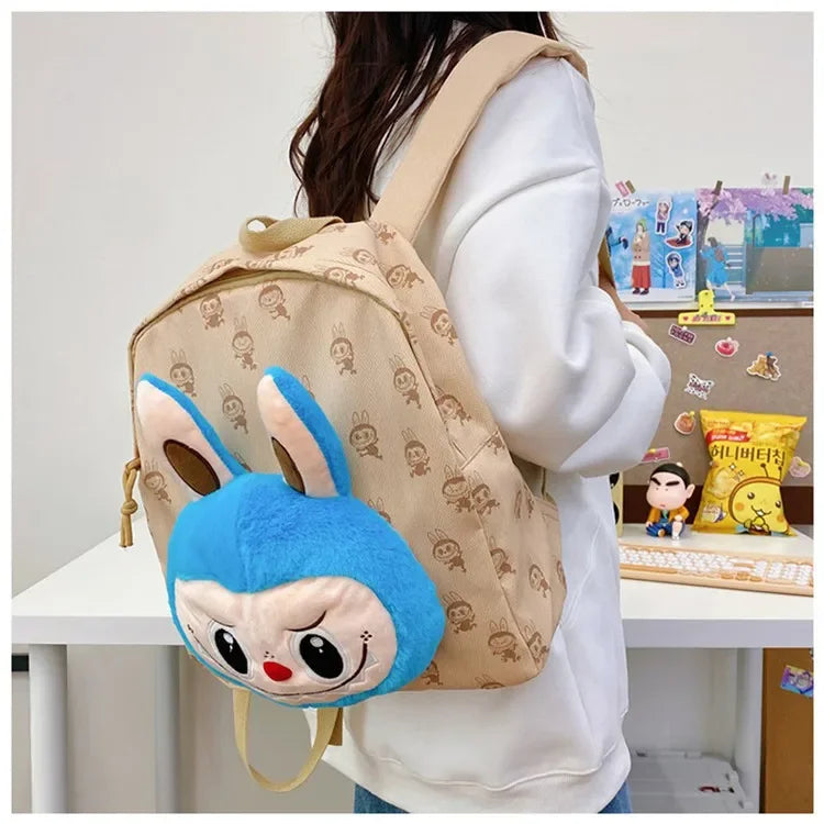 Labubu Schattige Cartoon Plush Rugzak – Perfect voor Kinderen Met Zipper Sluiting