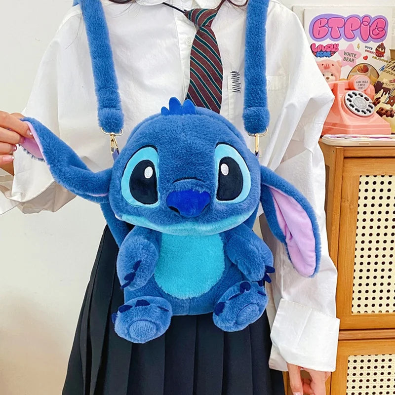Kawaii Lilo En Stitch Pluche Rugzak – Schattig Cartoon Ontwerp Met Grote Capaciteit