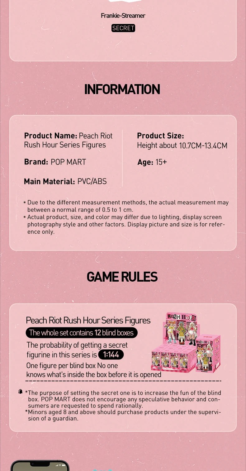 Officiële POP MART Peach Riot Rush Hour Series Figuren – Mysterie Box Vol Verrassingen