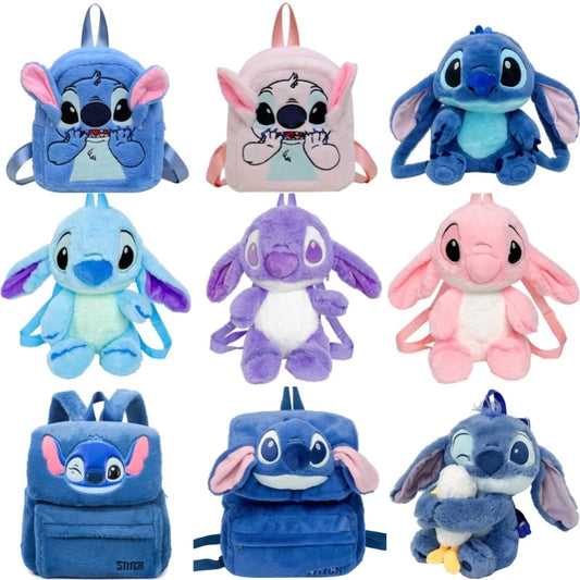 Kawaii Lilo En Stitch Pluche Rugzak – Schattig Cartoon Ontwerp Met Grote Capaciteit