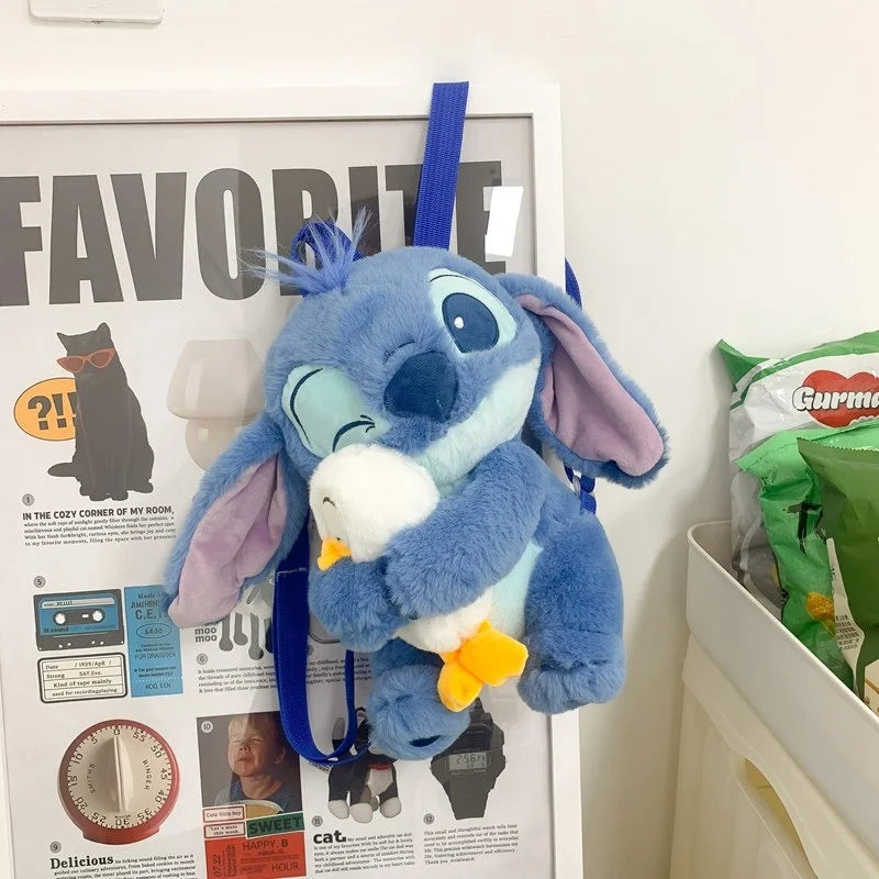 Kawaii Lilo En Stitch Pluche Rugzak – Schattig Cartoon Ontwerp Met Grote Capaciteit