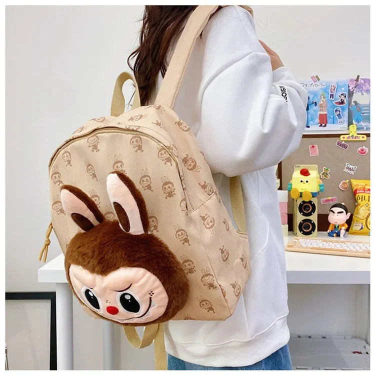 Labubu Schattige Cartoon Plush Rugzak – Perfect voor Kinderen Met Zipper Sluiting