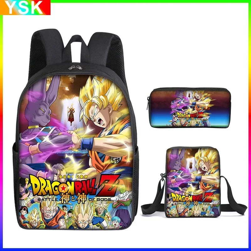 DragonGear 3 Stuks/set Dragon Ball 3D Print Cartoon Schooltassen – Perfecte Rugzak Voor Kids