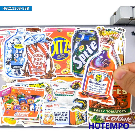 HOTEMPO Retro Graffiti Sticker Set – Waterdichte en Herbruikbare Decoraties