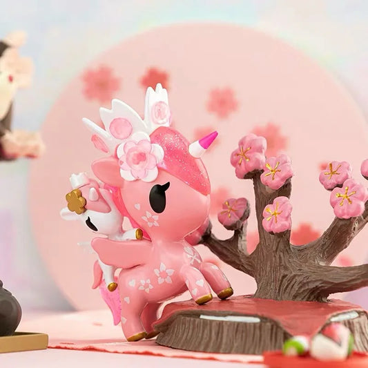 Kawaii Anime Tokidoki Eenhoorn Kersenbloesem Figurines – Schattige Verzamelfiguurtjes voor Meisjes