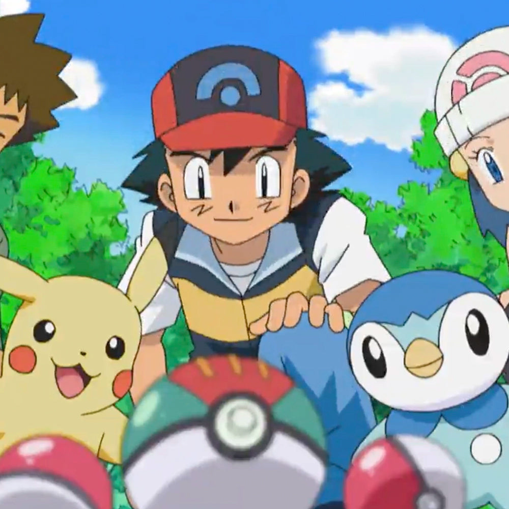 Ash en zijn vriendin met Pokemon pikachu  en pokeballs