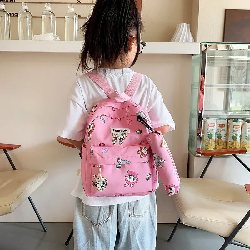 Schattige Labubu Kinder Rugzak – Katoen Materiaal