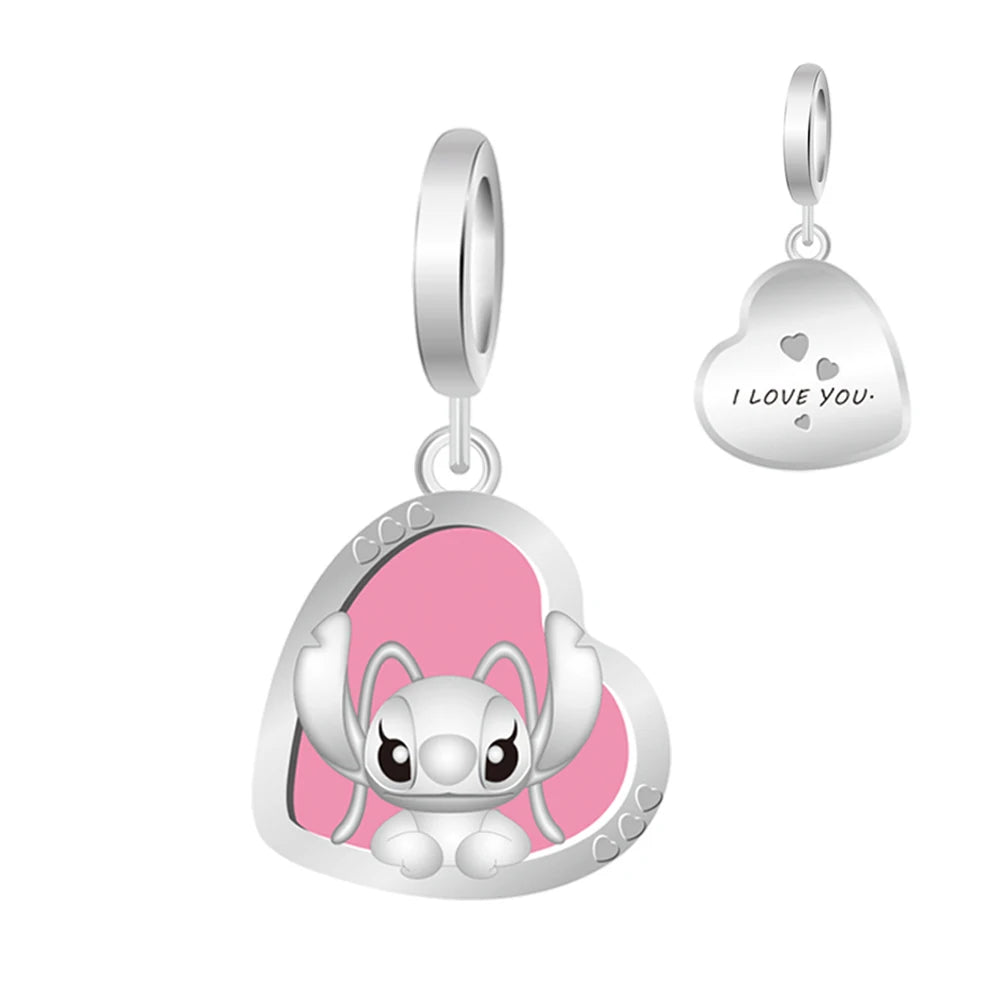 MINISO Cute Cartoon Stitch & Angel Couple Charm – Originele Bedeltjes Voor Armbanden En Kettingen