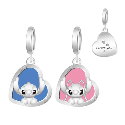 MINISO Cute Cartoon Stitch & Angel Couple Charm – Originele Bedeltjes Voor Armbanden En Kettingen