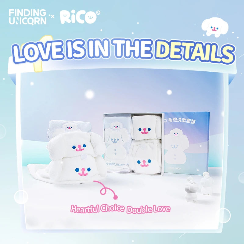 Officiële Finding Unicorn Rico Plush Toiletry Set – Schattige Badhanddoek en Haaraccessoires