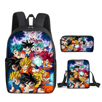 DragonGear 3 Stuks/set Dragon Ball 3D Print Cartoon Schooltassen – Perfecte Rugzak Voor Kids